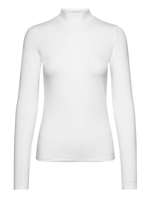 Calvin Klein Cotton Modal Mock Neck Ls Top Calvin Klein White