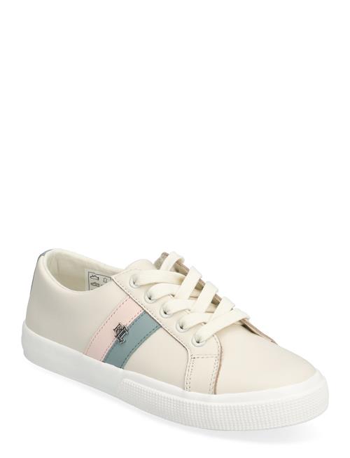 Se Lauren Ralph Lauren Janson Ii Leather Sneaker Lauren Ralph Lauren Cream ved Booztlet