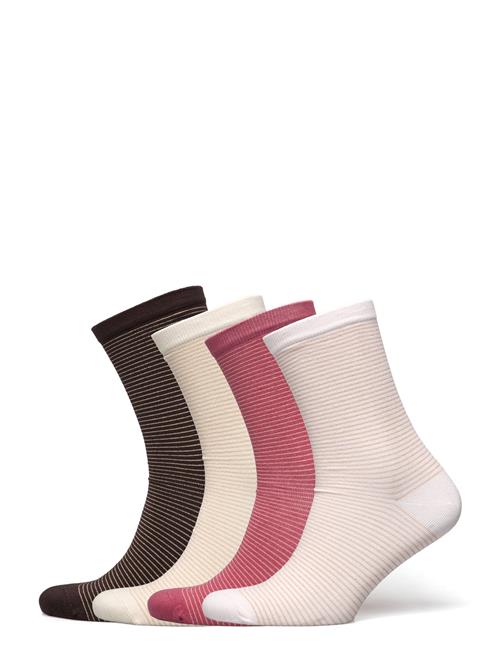 Lindex Sock 4 P Lurex Mini Stripe Lindex Pink