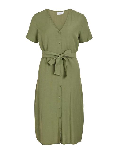 Vila Viprisilla S/S V-Neck Midi Dress Vila Green