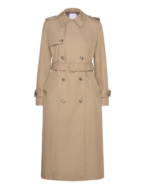 Double-Breasted Cotton Trench Coat Mango Beige