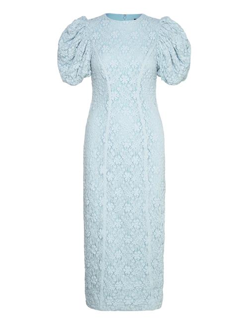 ROTATE Birger Christensen Lace Midi Fitted Dress ROTATE Birger Christensen Blue