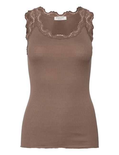 Se Rosemunde Rwbabette Sl U-Neck Long Lace Top Rosemunde Brown ved Booztlet