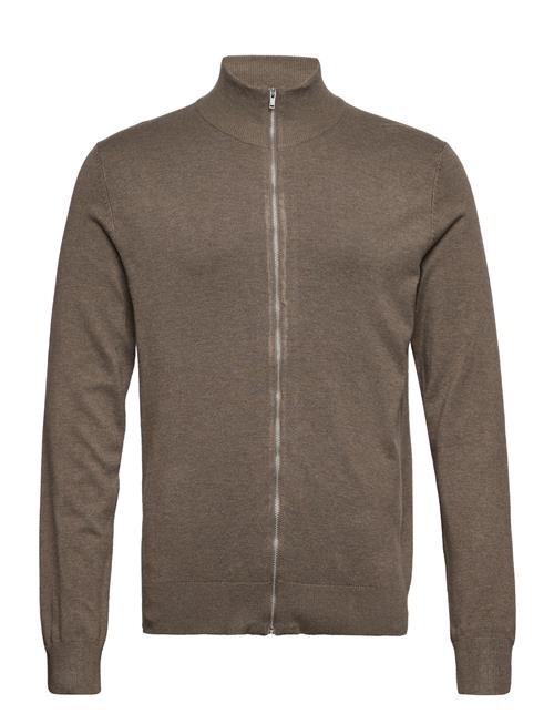 Se Lindbergh Ecovero L/S Zip Cardigan Lindbergh Brown ved Booztlet