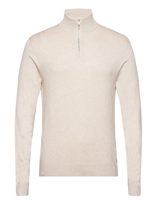 Se Lindbergh Ecovero Half Zip L/S Knit Lindbergh Beige ved Booztlet