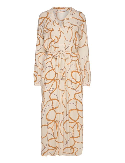 Coster Copenhagen Long Shirt Dress In Chain Print Coster Copenhagen Beige