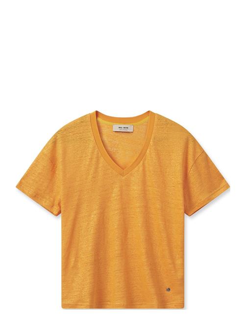 Se MOS MOSH Casa V-Ss Foil Tee MOS MOSH Orange ved Booztlet