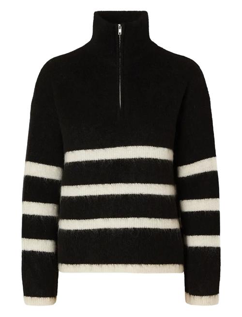 Slfmaline Ls Knit Half Zip Noos Selected Black