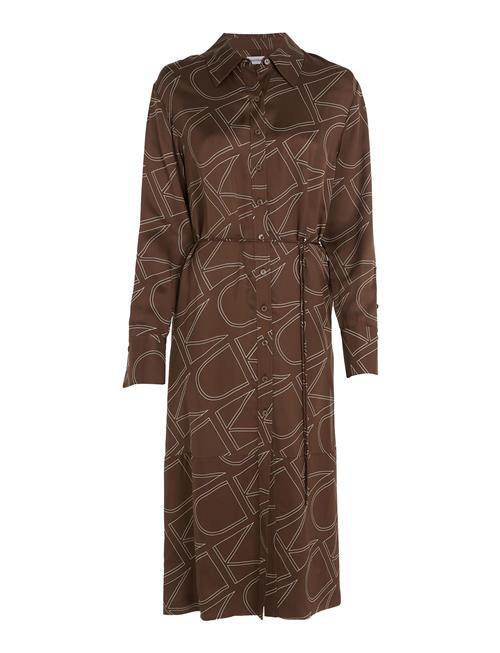 Calvin Klein Viscose Twill Shirt Dress Calvin Klein Brown