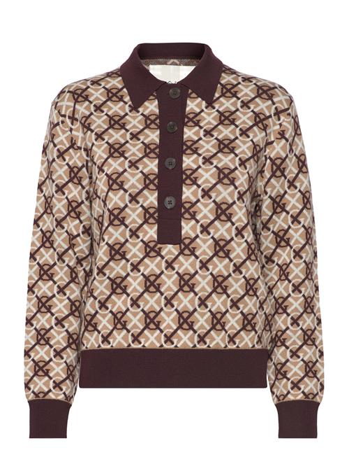 Se GANT G Pattern Jaquard Knit Polo GANT Brown ved Booztlet