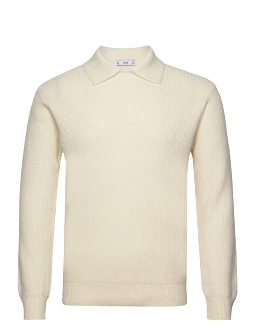 Mango Ribbed Wool Polo Shirt Mango Cream