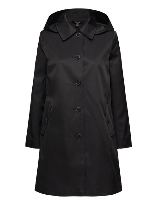 Lauren Ralph Lauren Hooded Cotton-Blend Balmacaan Coat Lauren Ralph Lauren Black