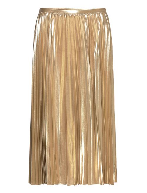 Lauren Ralph Lauren Pleated Metallic Chiffon Skirt Lauren Ralph Lauren Gold