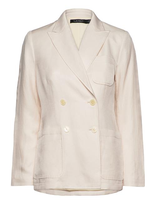 Double-Breasted Linen-Blend Twill Blazer Lauren Ralph Lauren Cream