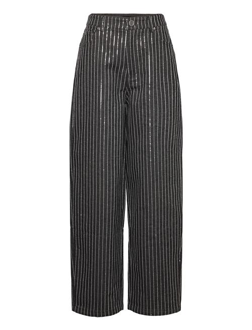 ROTATE Birger Christensen Sequin Twill Wide Pants ROTATE Birger Christensen Black