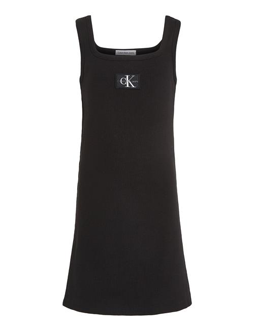 Calvin Klein Rib Badge Square Neck Tank Dress Calvin Klein Black