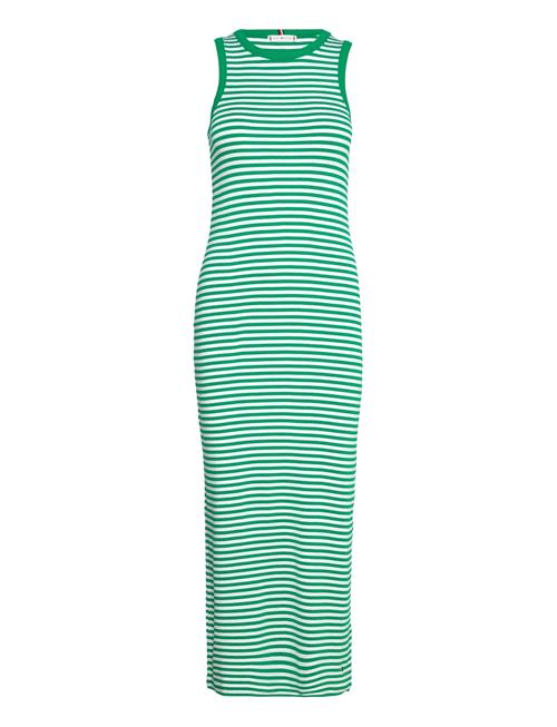 Se Tommy Hilfiger Slim 5X2 Str Rib Midi Dress Ns Tommy Hilfiger Green ved Booztlet