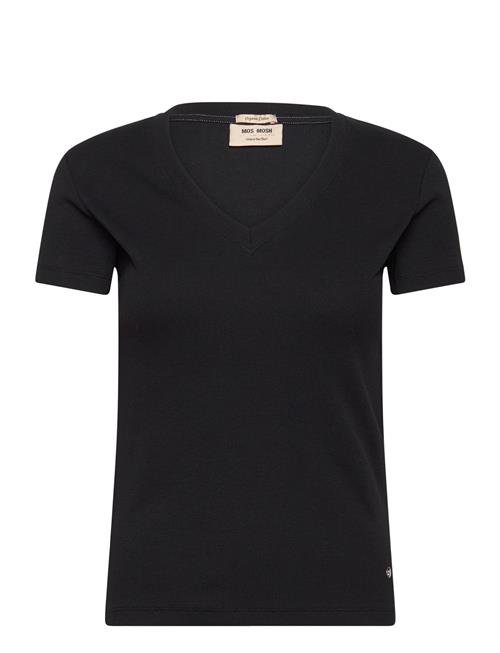 MOS MOSH Mmnicole V-Ss Rib Tee MOS MOSH Black