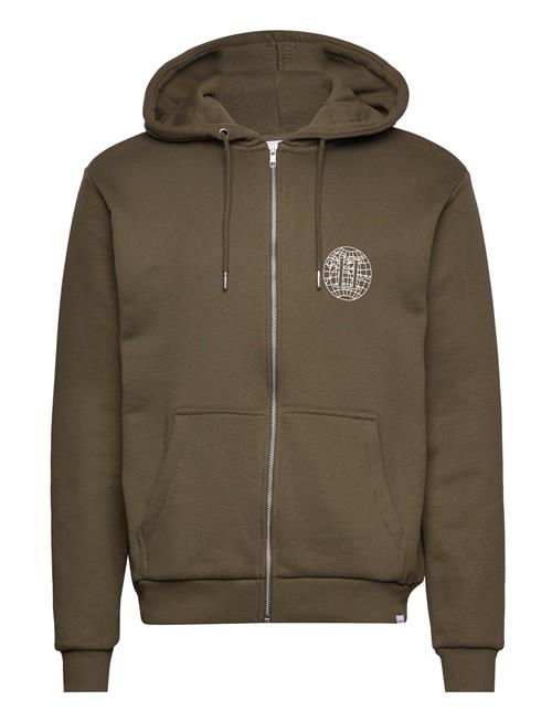 Se Les Deux Globe Zipper Hoodie Les Deux Khaki ved Booztlet