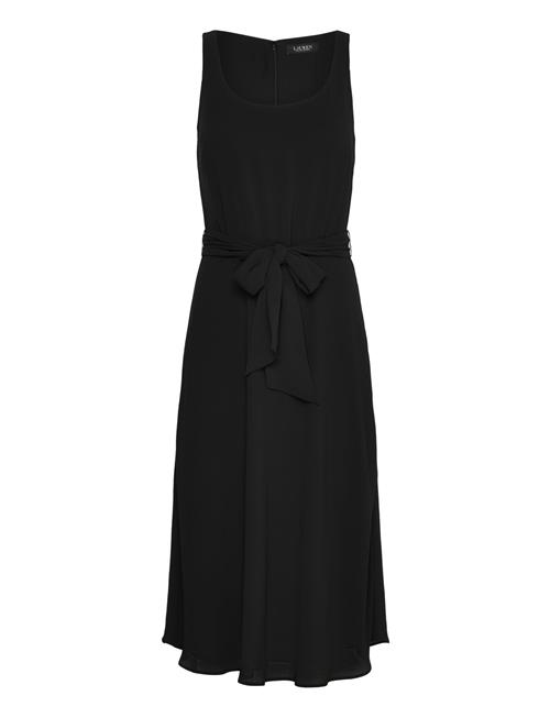 Lauren Ralph Lauren Belted Crepe Sleeveless Dress Lauren Ralph Lauren Black