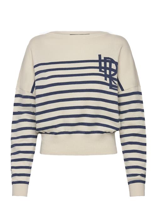 Lauren Ralph Lauren Logo Striped Cotton Boatneck Sweater Lauren Ralph Lauren Cream