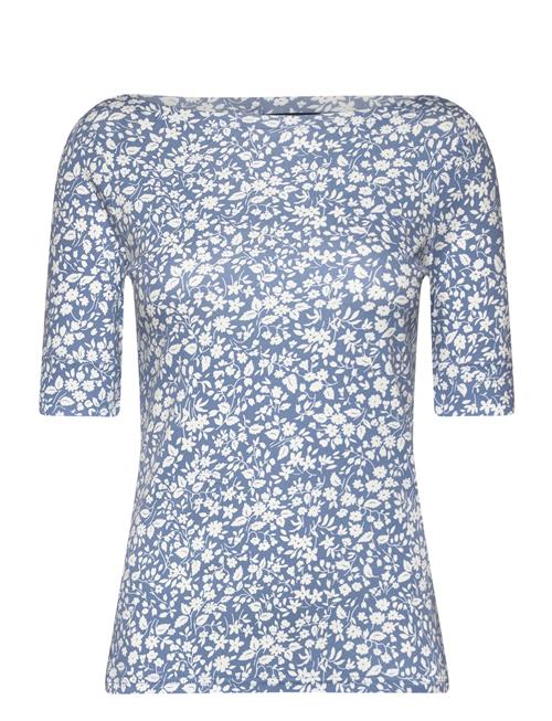 Lauren Ralph Lauren Floral Stretch Cotton Boatneck Tee Lauren Ralph Lauren Blue