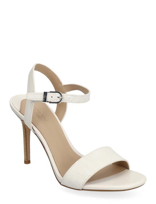 Se Lauren Ralph Lauren Gwen Lizard-Embossed Leather Sandal Lauren Ralph Lauren White ved Booztlet