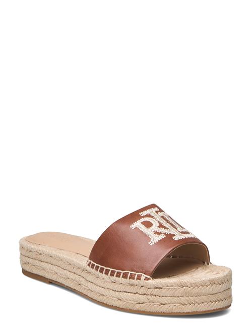 Polly Burnished Leather Espadrille Lauren Ralph Lauren Brown