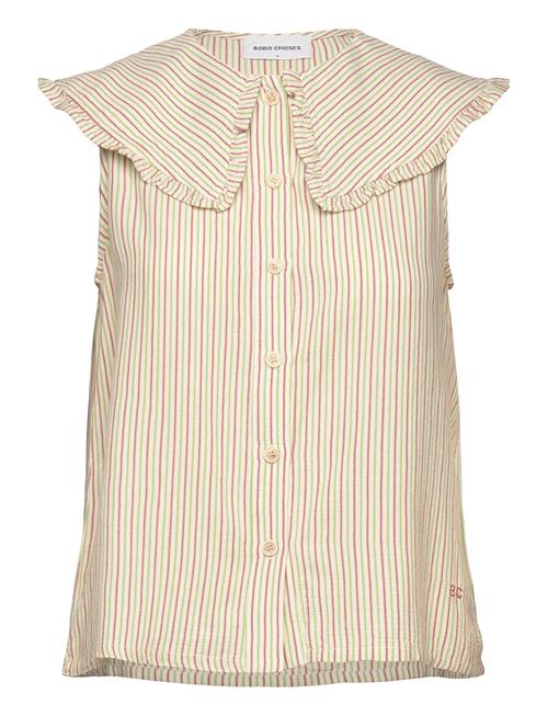 Striped Over D Collar Sleeveless Shirt Bobo Choses Cream