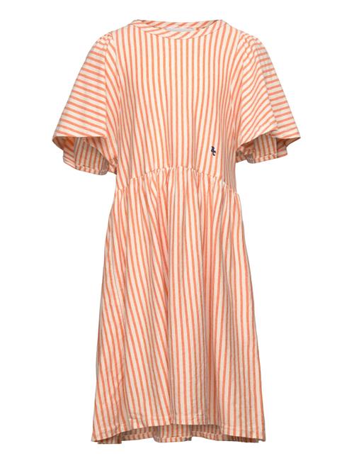 Bobo Choses Vertical Stripes Ruffle Sleeves Dress Bobo Choses Orange