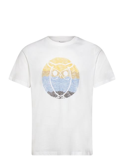 Knowledge Cotton Apparel Regular Circled Owl Printed T-Shirt Knowledge Cotton Apparel White