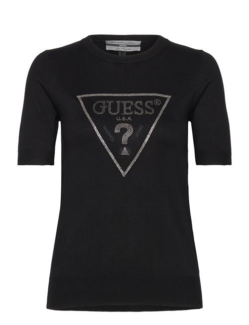 Se GUESS Jeans Kayla Logo Rn Ss Swtr GUESS Jeans Black ved Booztlet