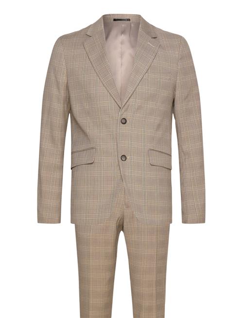 Checked Twill Stretch Suit Lindbergh Brown