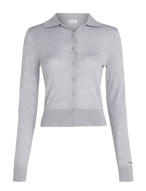 Se Calvin Klein Merino Wool Button Cardi Calvin Klein Grey ved Booztlet