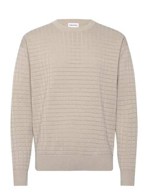 Se Calvin Klein Check Pattern Sweater Calvin Klein Beige ved Booztlet