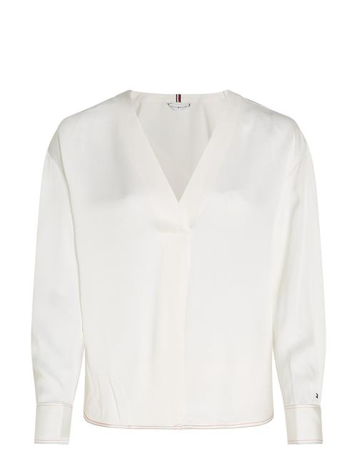 Tommy Hilfiger Rwb Stitch V-Neck Ls Blouse Tommy Hilfiger White