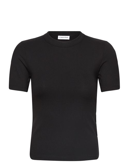 Se Calvin Klein Modal Rib Slit Detail T-Shirt Ss Calvin Klein Black ved Booztlet