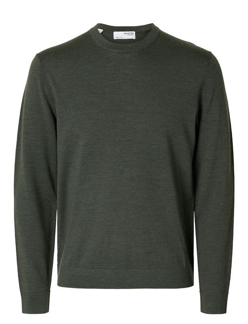 Slhtray Ls Knit Merino Crew Neck Noos Selected Green