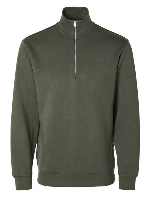 Slhemanuel Soft Zip High Neck Sweat Noos Selected Homme Khaki