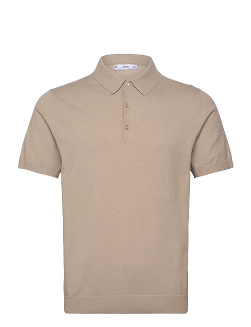 Fine-Knit Polo Shirt Mango Beige