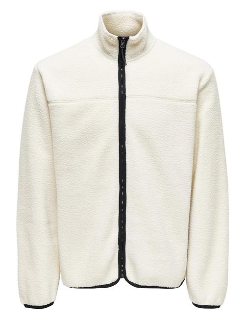 Se ONLY & SONS Onsemilio Reg Fullzip Highneck Swt Vd ONLY & SONS White ved Booztlet