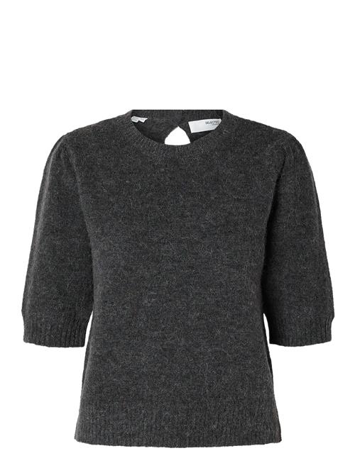 Slflulu Ss Open Back Knit O-Neck Noos Selected Grey