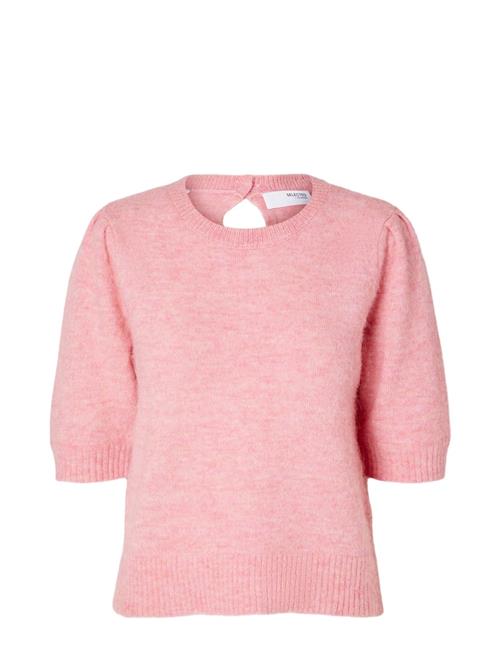 Se Selected Femme Slflulu Ss Open Back Knit O-Neck Noos Selected Femme Pink ved Booztlet