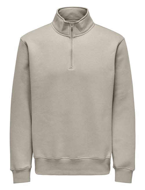 Se ONLY & SONS Onsconnor Reg 1/4 Zip Sweat ONLY & SONS Cream ved Booztlet