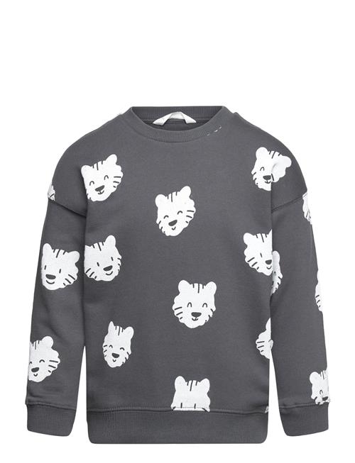 Se Mango Tiger-Print Sweatshirt Mango Grey ved Booztlet