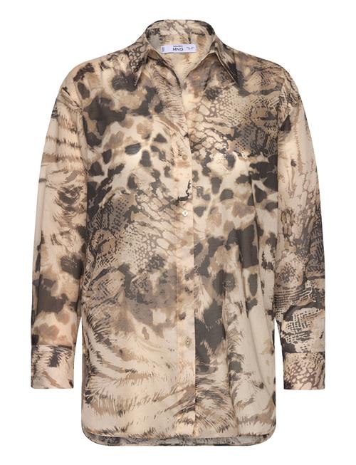 Mango Semi-Transparent Animal-Print Shirt Mango Beige