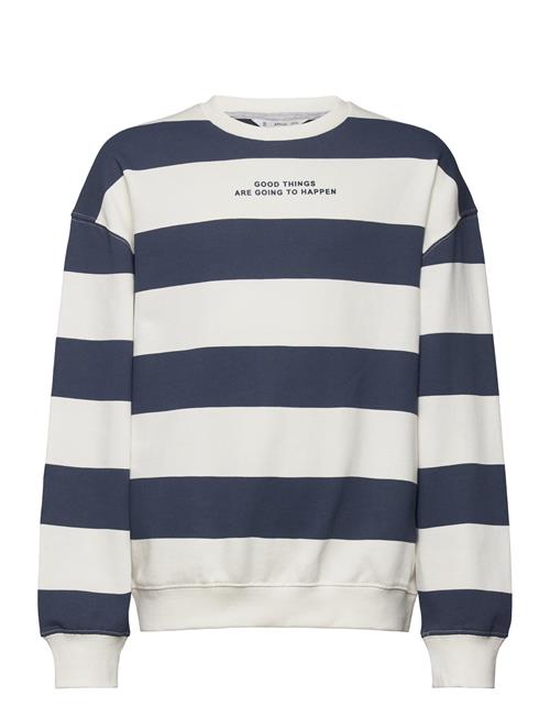 Mango Striped Cotton-Blend Sweatshirt Mango Navy