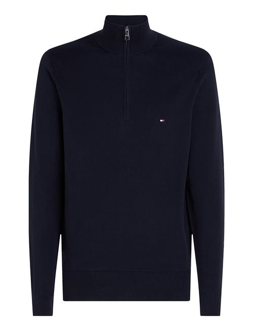 Se Tommy Hilfiger Essential Cotton Zip Mock Tommy Hilfiger Navy ved Booztlet