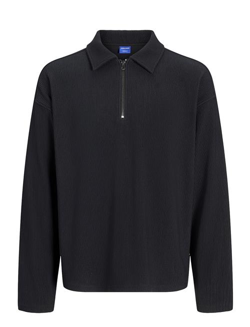 Se Jack & Jones Jorrick Plisse Sweat Zip Split Polo Ln Jack & J S Black ved Booztlet