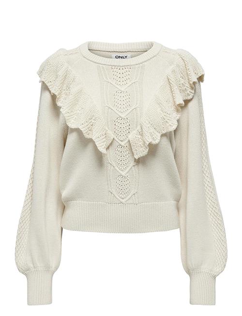 ONLY Onlcherry Ls Ruffle O-Neck Cc Knt ONLY Cream